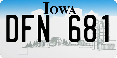 IA license plate DFN681