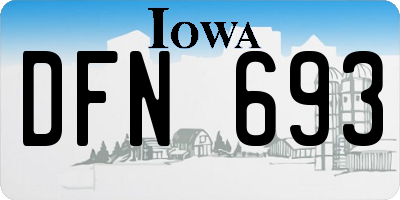 IA license plate DFN693