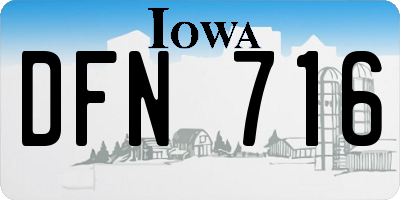 IA license plate DFN716