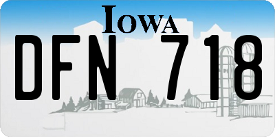 IA license plate DFN718