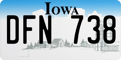IA license plate DFN738