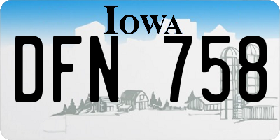 IA license plate DFN758