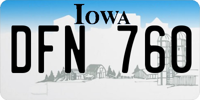 IA license plate DFN760