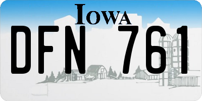 IA license plate DFN761