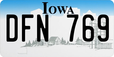 IA license plate DFN769