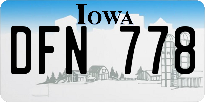 IA license plate DFN778