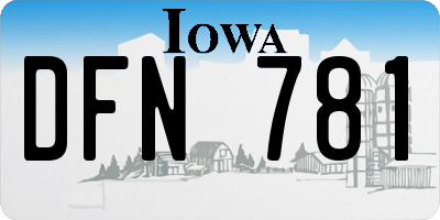 IA license plate DFN781
