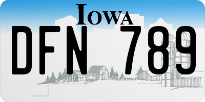 IA license plate DFN789