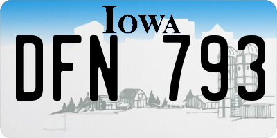 IA license plate DFN793