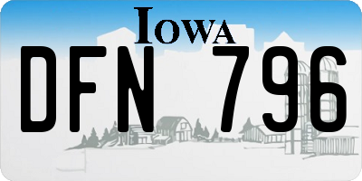 IA license plate DFN796