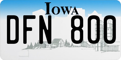 IA license plate DFN800