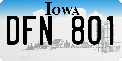 IA license plate DFN801