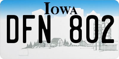 IA license plate DFN802