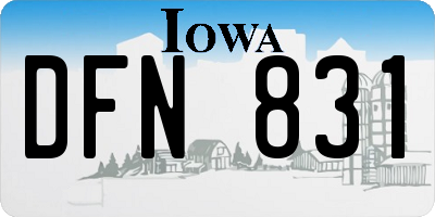 IA license plate DFN831