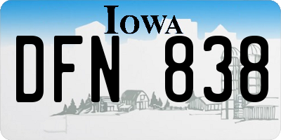 IA license plate DFN838