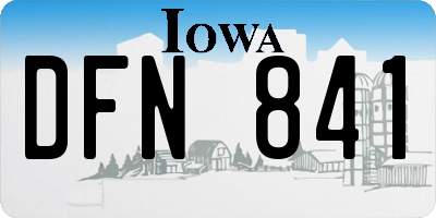 IA license plate DFN841