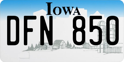 IA license plate DFN850
