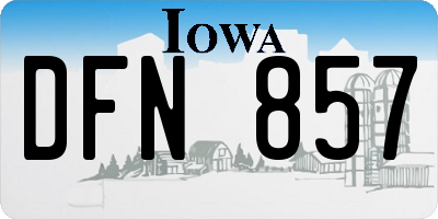 IA license plate DFN857