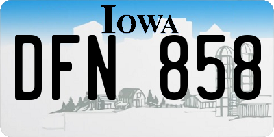 IA license plate DFN858