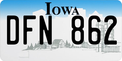 IA license plate DFN862