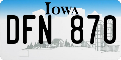 IA license plate DFN870