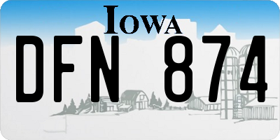 IA license plate DFN874