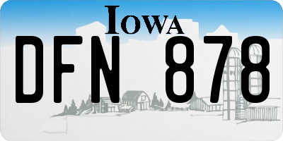 IA license plate DFN878