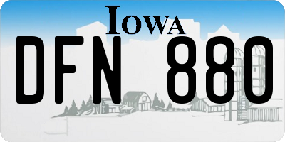 IA license plate DFN880