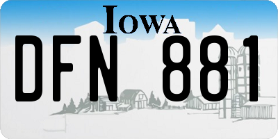 IA license plate DFN881