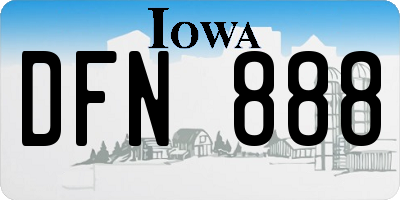 IA license plate DFN888