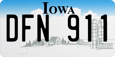 IA license plate DFN911