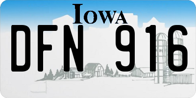 IA license plate DFN916