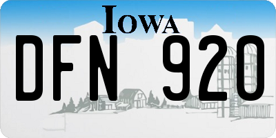 IA license plate DFN920