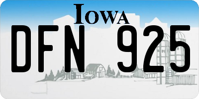 IA license plate DFN925