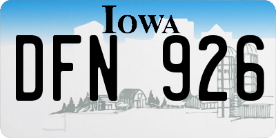 IA license plate DFN926