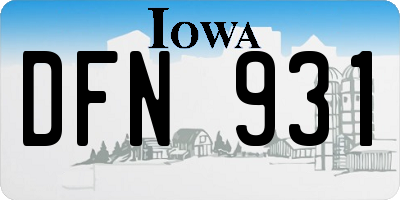 IA license plate DFN931