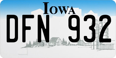 IA license plate DFN932