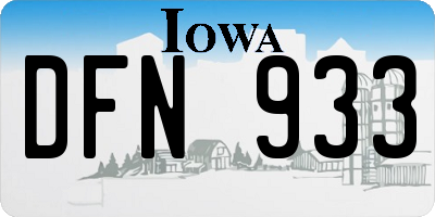 IA license plate DFN933