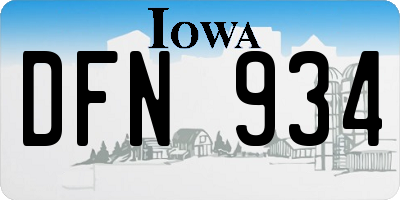 IA license plate DFN934