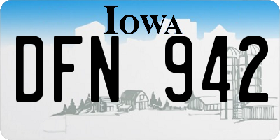 IA license plate DFN942