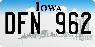 IA license plate DFN962