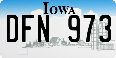 IA license plate DFN973