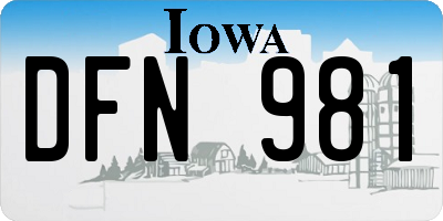 IA license plate DFN981