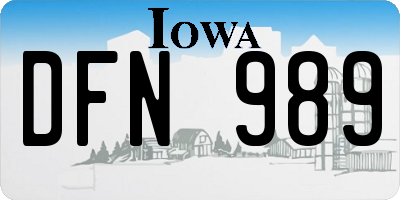 IA license plate DFN989