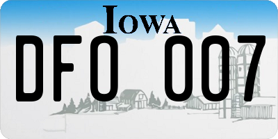IA license plate DFO007