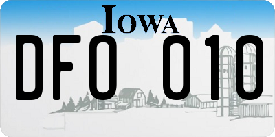 IA license plate DFO010