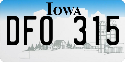 IA license plate DFO315