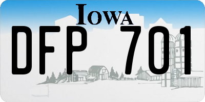 IA license plate DFP701