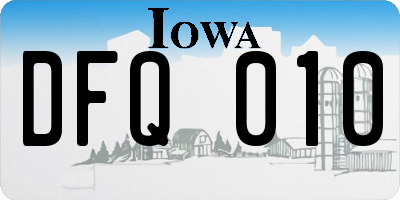 IA license plate DFQ010
