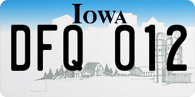 IA license plate DFQ012